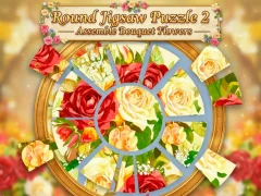 Igra Round jigsaw Puzzle 2 - Assemble Bouquet flowers online