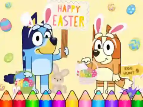 Igra Coloring Book: Bluey Happy Easter online