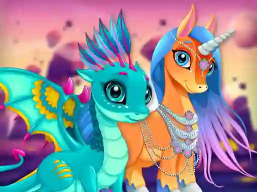 Igra Cute Unicorns And Dragons Puzzle online