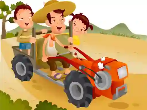 Igra Cartoon Tractor Puzzle online