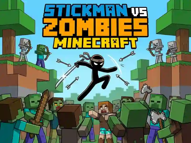 Igra Stickman vs Zombies Minecraft online