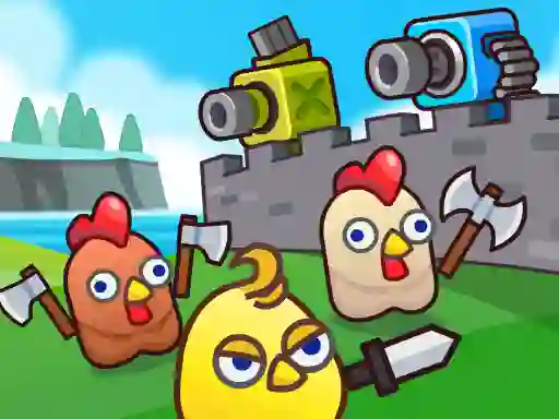 Igra Merge Cannon: Chicken Defense online