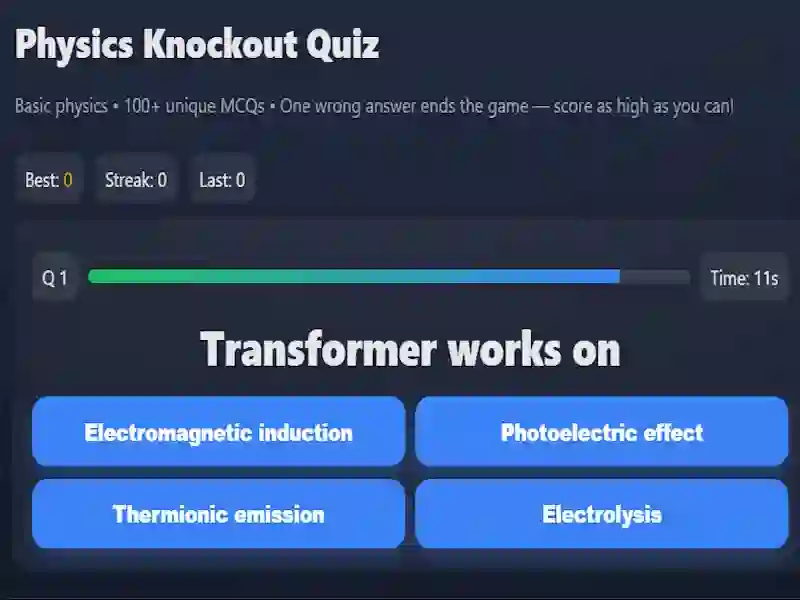 Igra Physics knowledge quiz online
