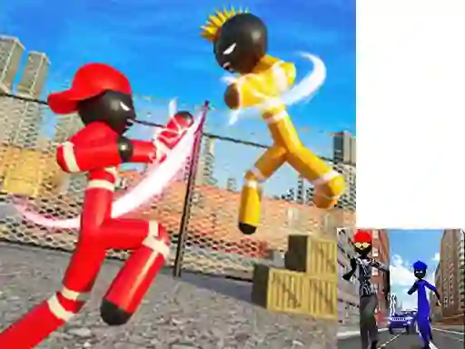 Igra Stickman Police vs Gangsters Street Fight online